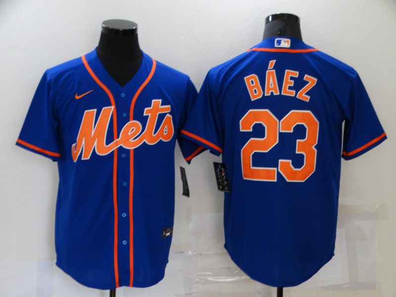 Cheap Men New York Mets 23 Baez Blue Game Nike 2021 MLB Jersey